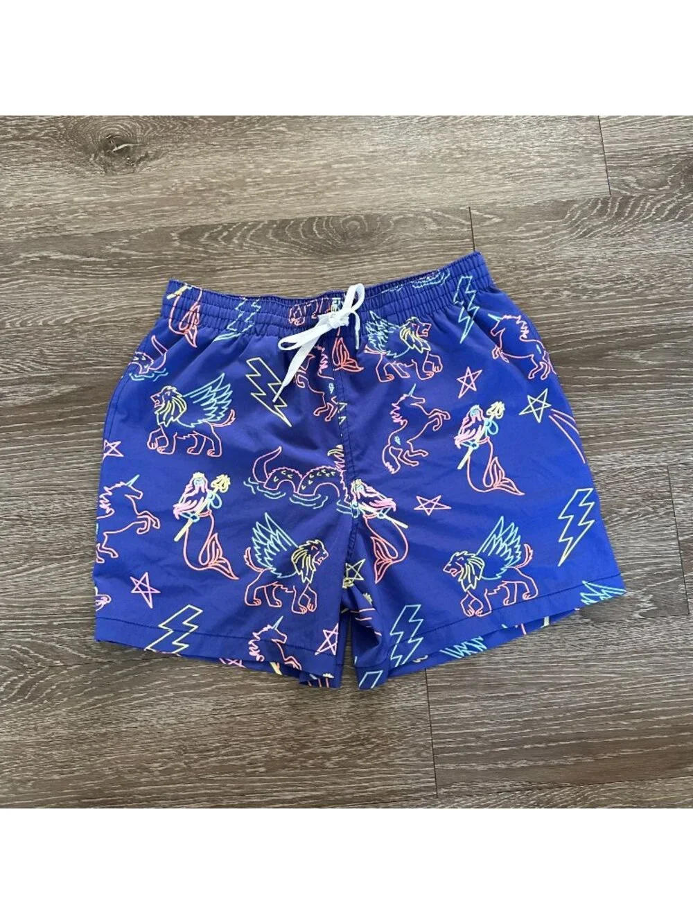 Chubbies Neon Swim Trunks M Summer Travel Vacation Pull On Stretch Multicolor